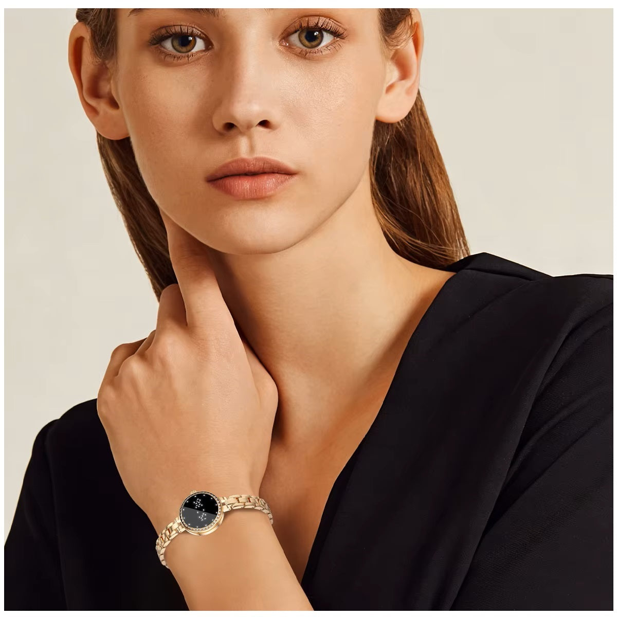 Pulsera Inteligente L6 Mujer IP67 Monitoreo de Salud, Cadena Metálica Elegante, Control por Gestos
