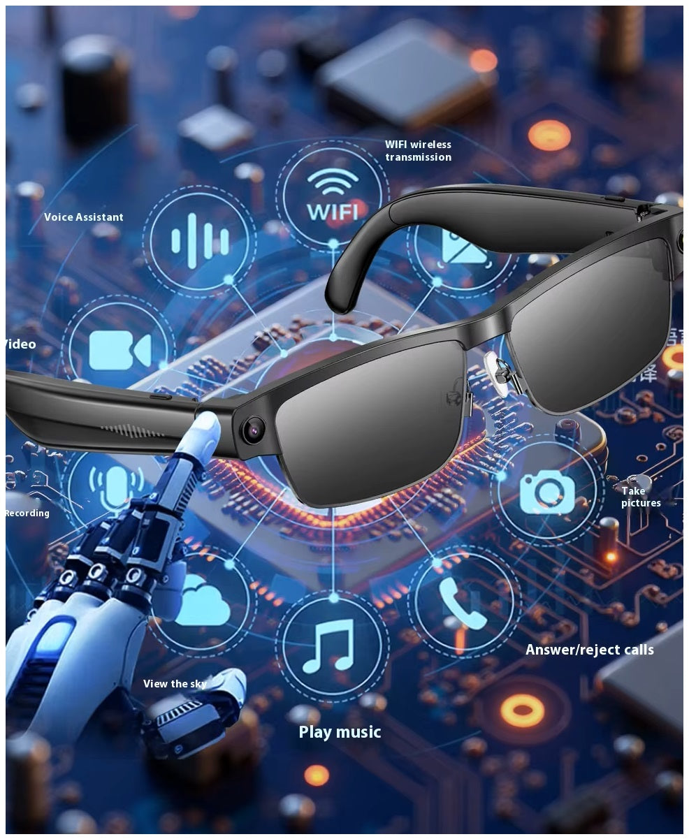 Gafas Inteligentes Cámara HD 8MP, Grabación 1200P, Traducción AI, WiFi, Bluetooth y Auriculares Integrados IPX5