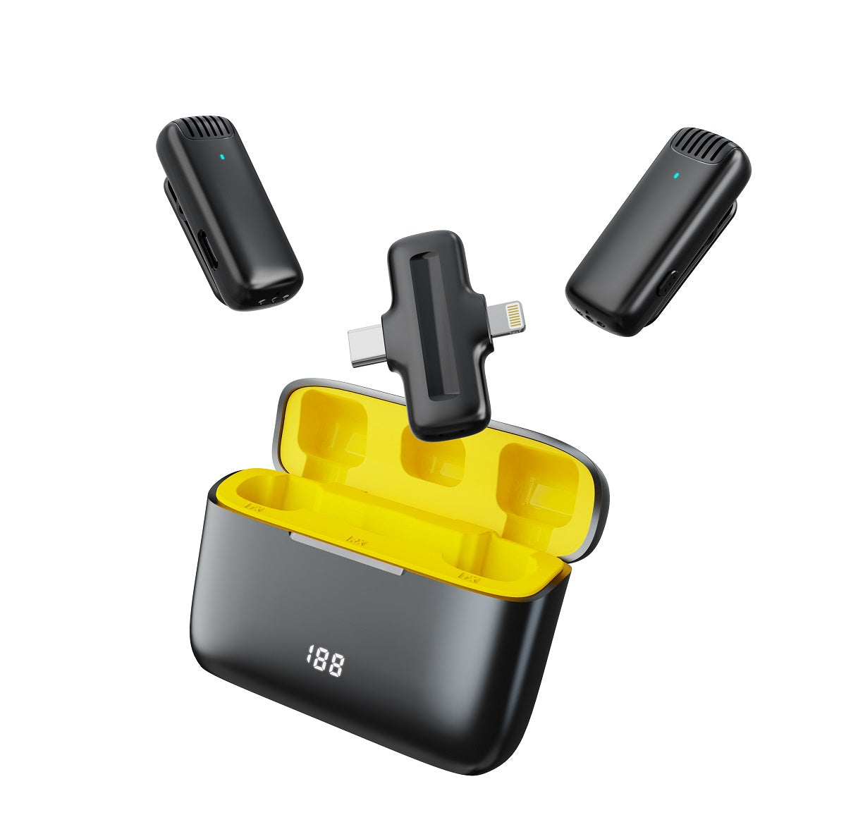 Micrófono Inalámbrico Profesional Dual J13 Pro con Estuche de Carga y Conectores Lightning / Tipo-C