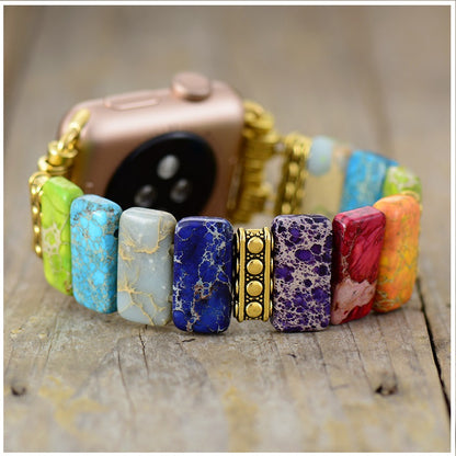 Correa Elástica Multicolor de Piedras Naturales para Apple Watch 42/44 mm Gemas Pulidas
