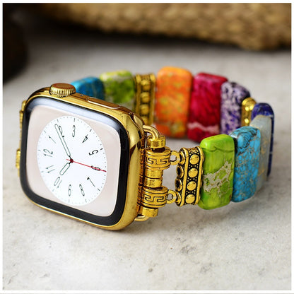 Correa Elástica Multicolor de Piedras Naturales para Apple Watch 42/44 mm Gemas Pulidas