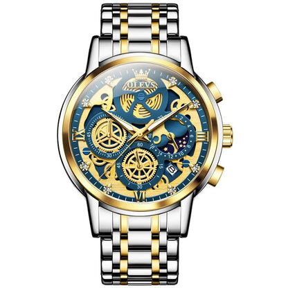 Reloj de Lujo para Hombre con Diseño Esqueleto Dorado Multifunción
