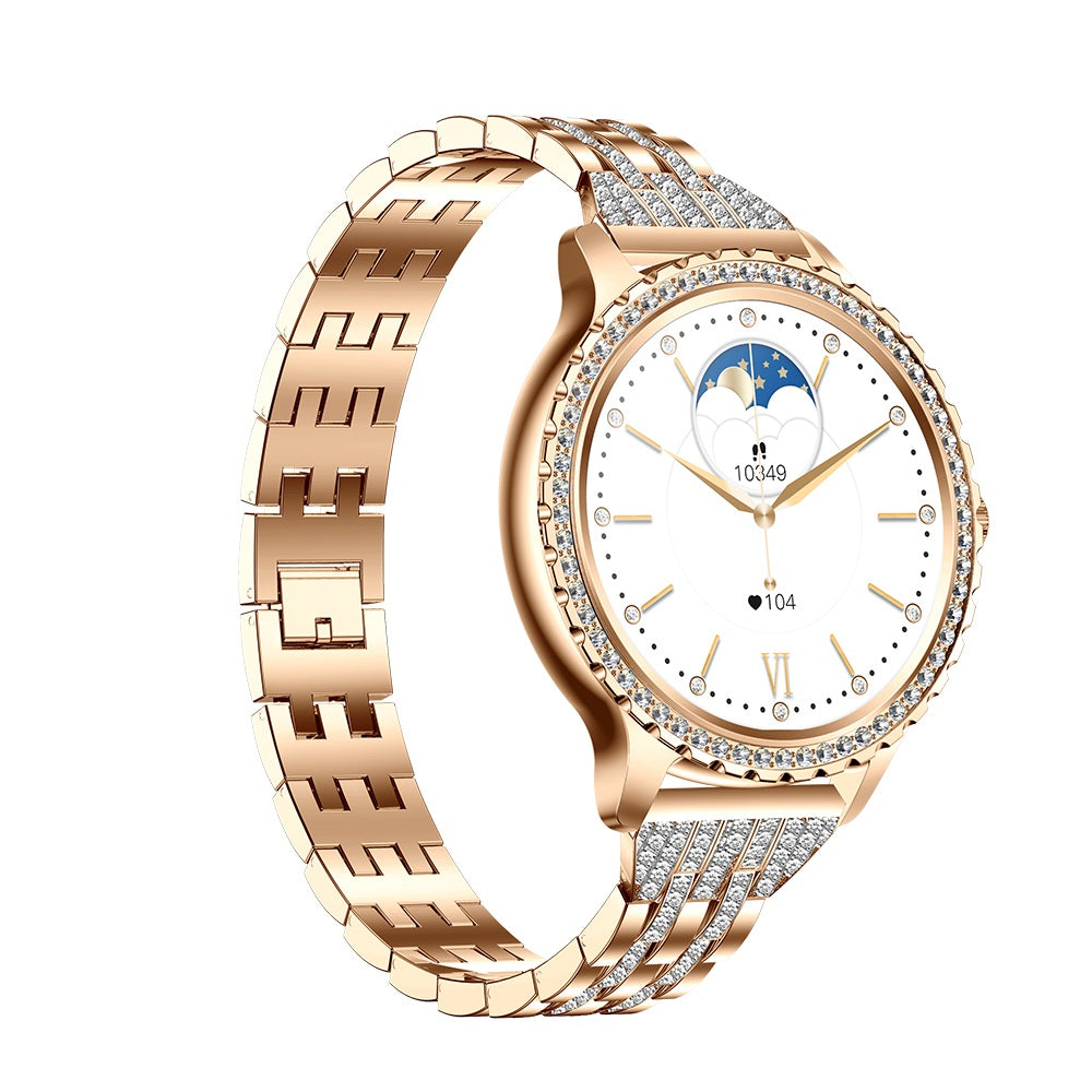 Smartwatch Elegante para Mujer Llamadas Bluetooth Monitor de Salud, Multideporte Correa Metálica