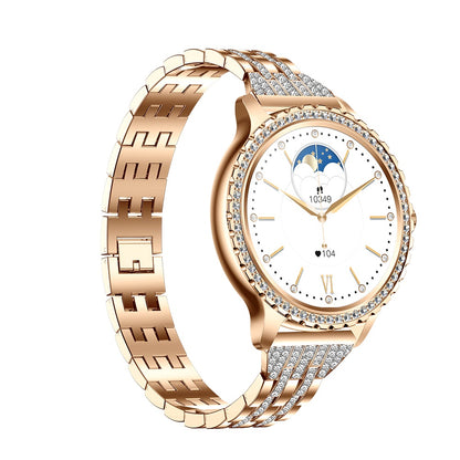 Smartwatch Elegante para Mujer Llamadas Bluetooth Monitor de Salud, Multideporte Correa Metálica