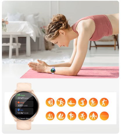 Reloj Inteligente Mujer Llamadas Bluetooth | Monitoreo de Salud | Multideporte | IP67 Notificaciones