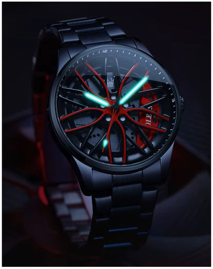 Reloj para Hombre con Diseño Exclusivo Llanta de Coche Giratoria