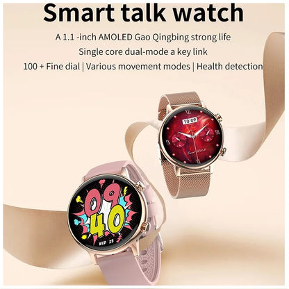 Reloj Inteligente Smartwatch Bluetooth Mujer Pantalla AMOLED Correa Metálica