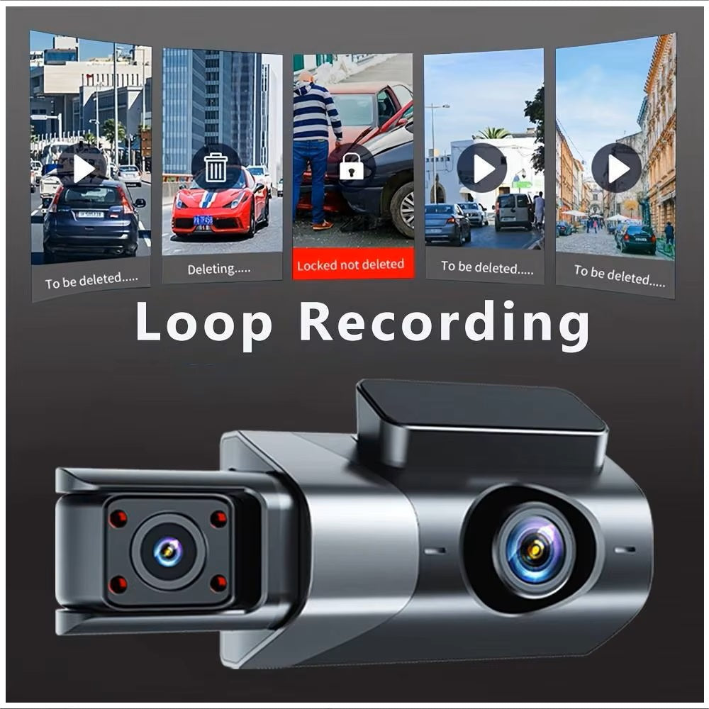 Cámara Vehicular 3 Lentes Full HD 1080P con WiFi, Pantalla de 3”, Visión Nocturna Gran Angular 170°