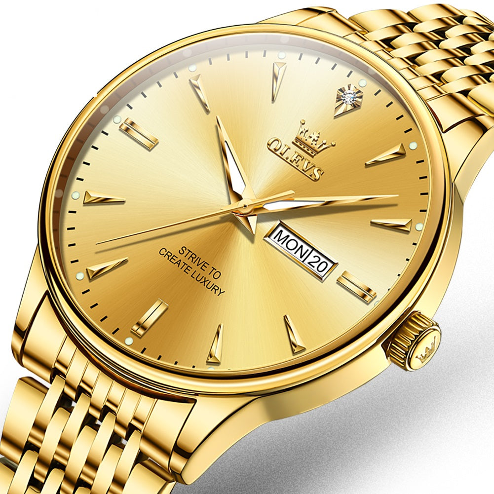 Reloj de Lujo Clásico para Hombre con Calendario y Movimiento de Cuarzo Resistencia al agua 30m