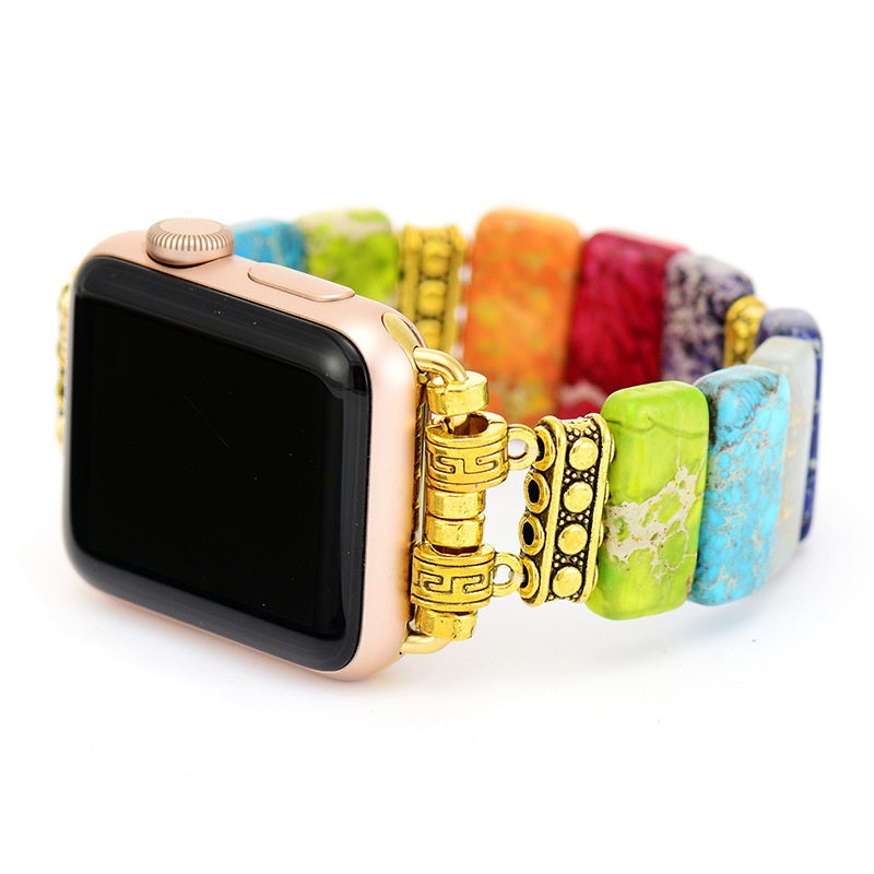 Correa Elástica Multicolor de Piedras Naturales para Apple Watch 42/44 mm Gemas Pulidas
