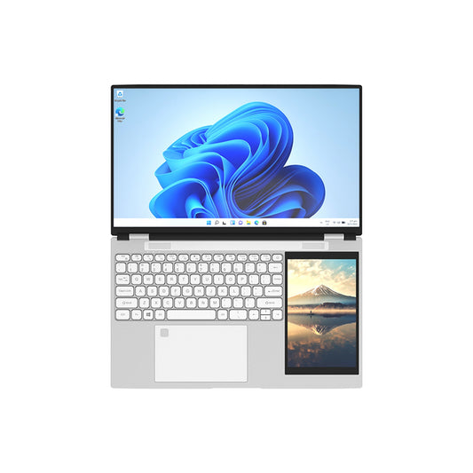 Notebook Dual Screen 15.6” Full HD + Pantalla Secundaria 7” | 16GB RAM DDR5 | 512GB SSD | Intel Quad-Core hasta 3.4GHz | Windows 11 Pro | Webcam Magnética
