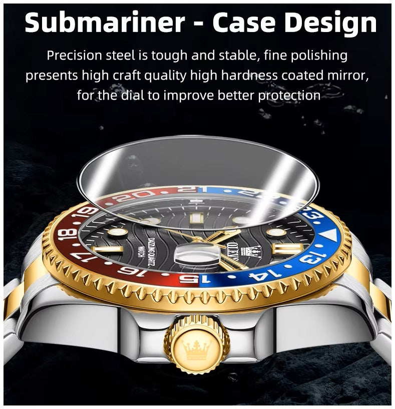 Reloj de Pulsera Hombre Deportivo y de Lujo Correa de Acero Inoxidable