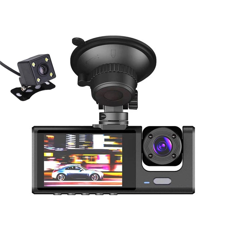 Cámara DVR para Auto Full HD 1080P 3 Canales Visión Nocturna WiFi Detección de Movimiento