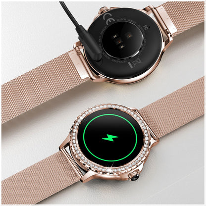 Smartwatch Elegante I58 para Mujer Llamadas Bluetooth Monitor de Salud IP67 Correa de Acero Milanesa