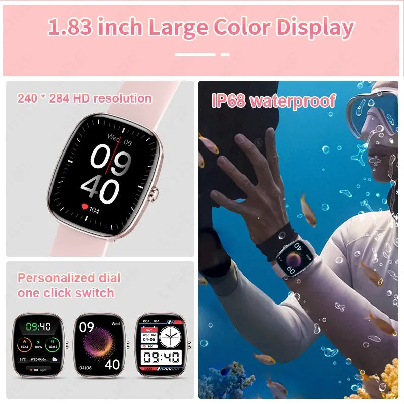 Reloj Inteligente T69 Llamadas Bluetooth, Pantalla 1.83”, Monitor de Salud Integral y Resistencia al Agua IP67