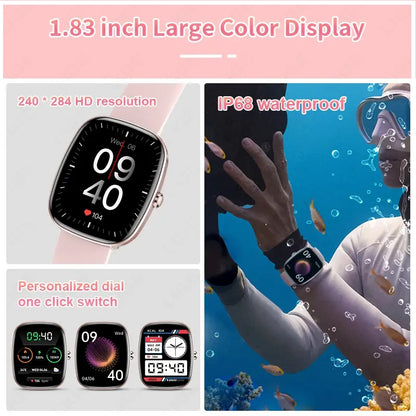 Reloj Inteligente T69 Llamadas Bluetooth, Pantalla 1.83”, Monitor de Salud Integral y Resistencia al Agua IP67