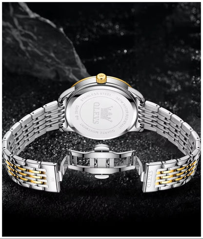 Reloj de Hombre Elegante Movimiento Cuarzo Bicolor Acero Inoxidable