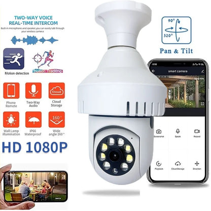 Cámara IP 360° Ampolleta motorizada Full HD Detector de Humo Alarma