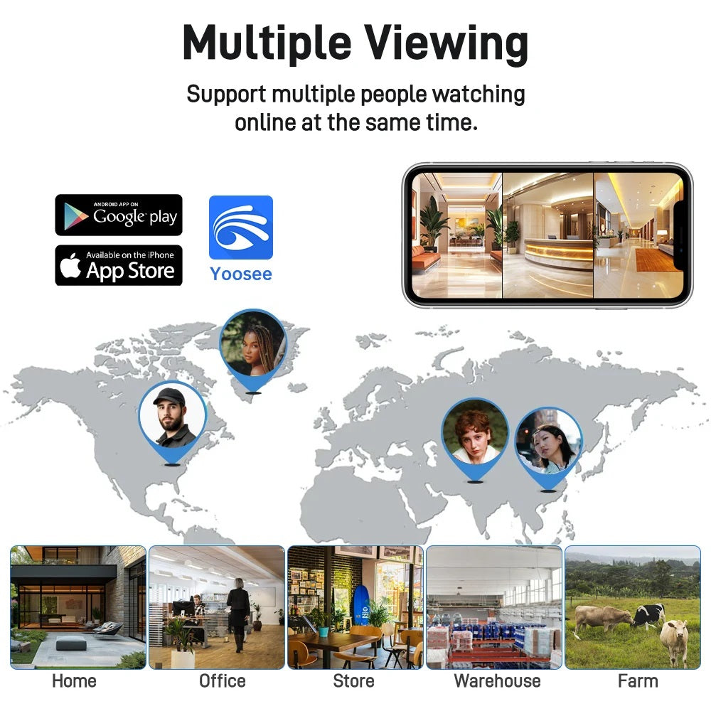 Cámara de Seguridad WiFi Exterior 12MP con Triple Lente, Visión Nocturna en Color y Seguimiento Automático