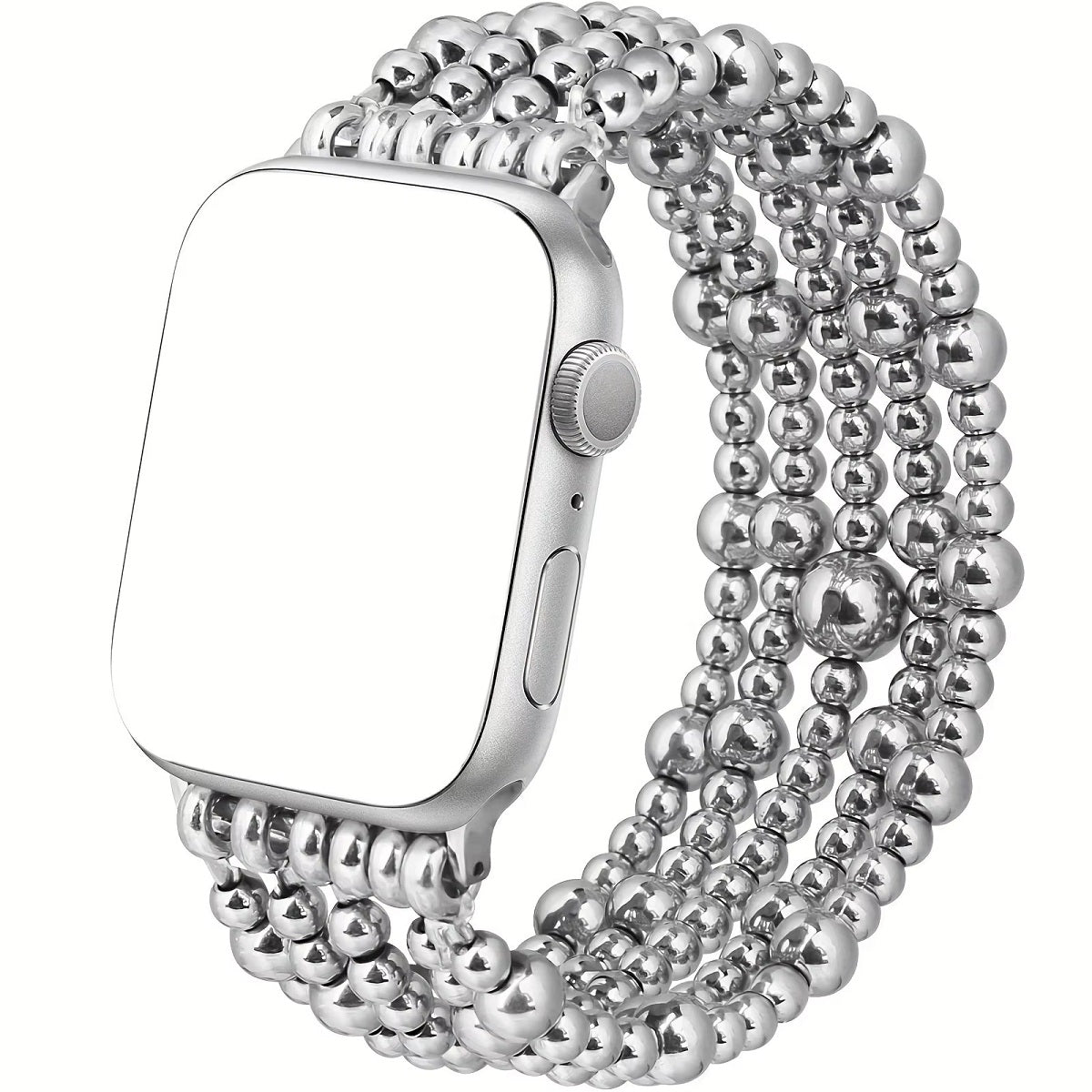 Correa Glamorous Silver Beaded para Apple Watch Diseño Elegante Estilo Exclusivo Compatible 42/44 mm