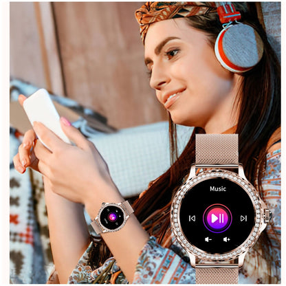 Smartwatch Elegante I58 para Mujer Llamadas Bluetooth Monitor de Salud IP67 Correa de Acero Milanesa