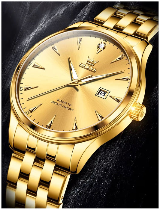 Reloj de Lujo Clásico para Hombre con Calendario y Movimiento de Cuarzo Resistencia al agua 30m