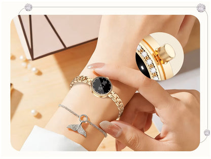 Pulsera Inteligente L6 Mujer IP67 Monitoreo de Salud, Cadena Metálica Elegante, Control por Gestos