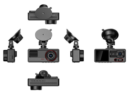 Cámara para Coche HD 1080P con Triple Grabación, WiFi, Sensor G, Visión Nocturna y Asistencia de Reversa