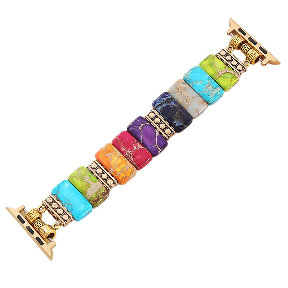 Correa Elástica Multicolor de Piedras Naturales para Apple Watch 42/44 mm Gemas Pulidas