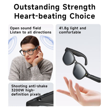 Gafas Inteligentes L802 con Cámara 8MP, Grabación 1200P, Traducción Multilingüe, Conexión WiFi y Bluetooth, Lentes Polarizados IPX5
