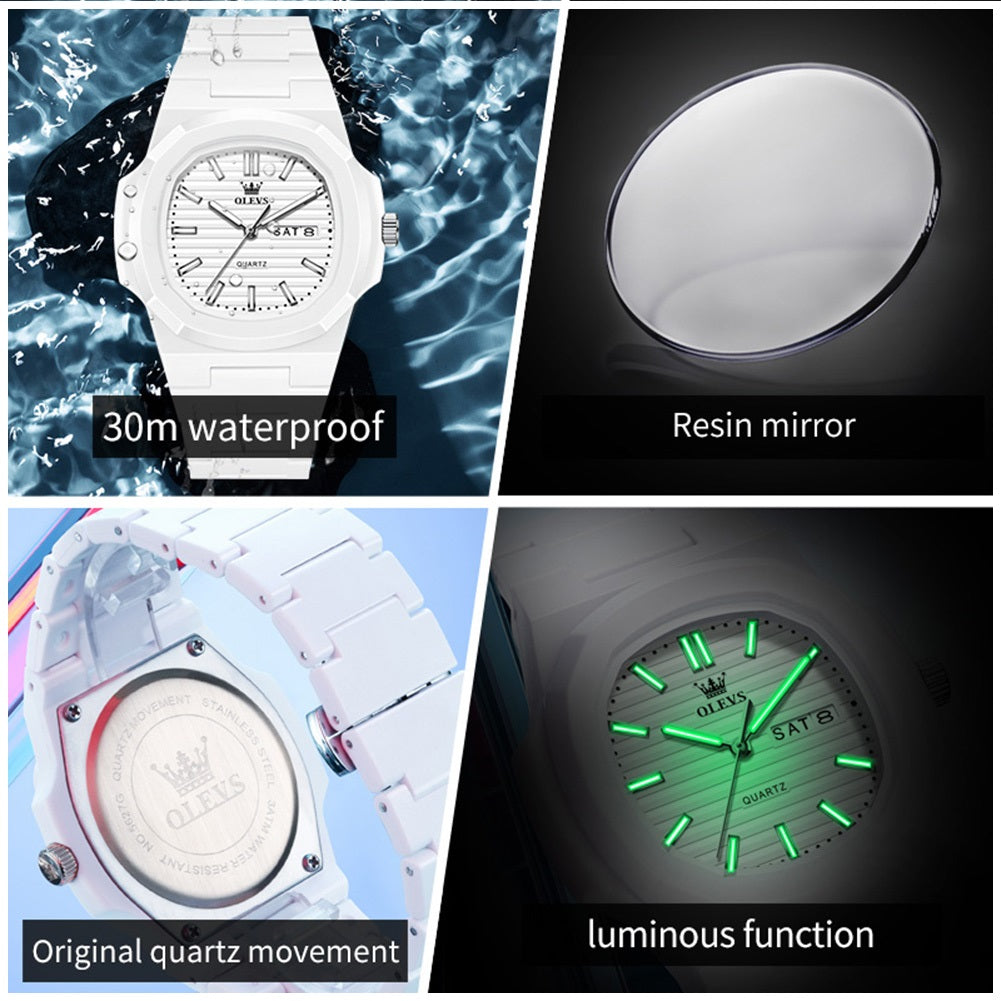 Reloj Deportivo Cuadrado Correa de Resina Moderno y Resistente al Agua