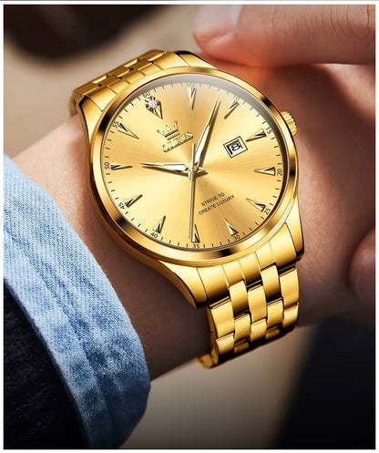 Reloj de Lujo Clásico para Hombre con Calendario y Movimiento de Cuarzo Resistencia al agua 30m