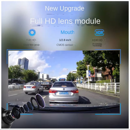 Cámara DVR para Auto Full HD 1080P 3 Canales Visión Nocturna WiFi Detección de Movimiento