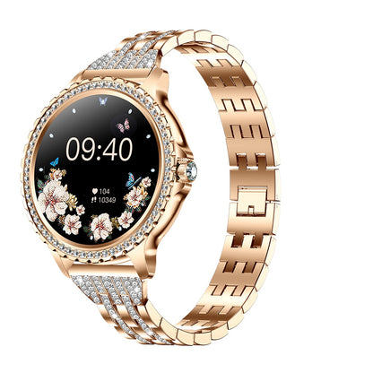 Smartwatch Elegante para Mujer Llamadas Bluetooth Monitor de Salud, Multideporte Correa Metálica