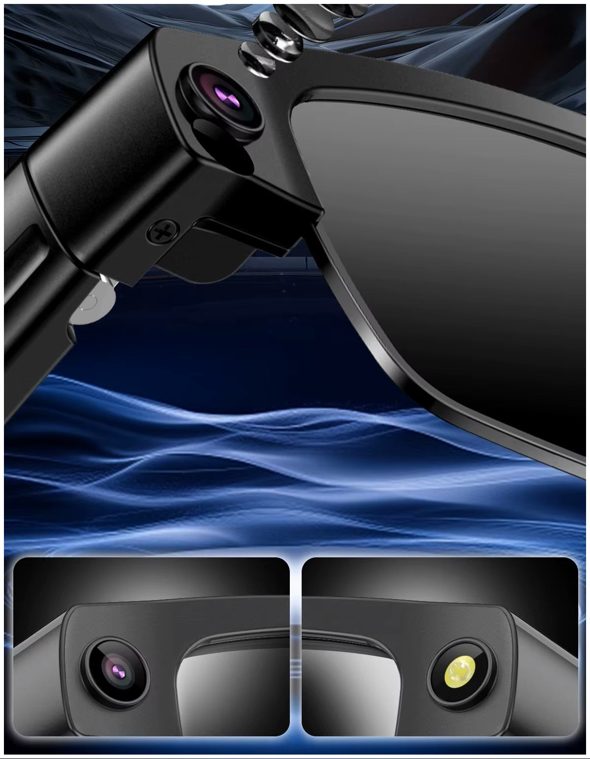 Gafas Inteligentes Cámara HD 8MP, Grabación 1200P, Traducción AI, WiFi, Bluetooth y Auriculares Integrados IPX5