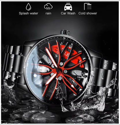Reloj para Hombre con Diseño Exclusivo Llanta de Coche Giratoria