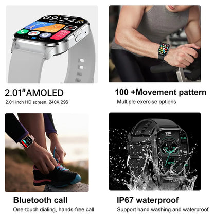 Smartwatch Pantalla AMOLED 2.01 Monitor de Ritmo Cardíaco