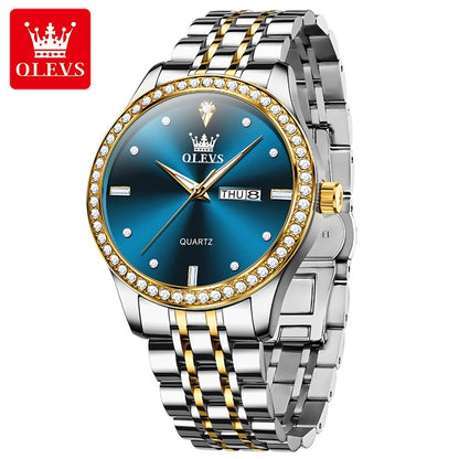 Reloj de Lujo para Hombre Diseño Clásico y Esfera Azul Real Acero Inoxidable Movimiento de Cuarzo