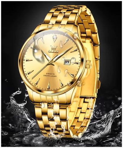 Reloj de Lujo Clásico para Hombre con Calendario y Movimiento de Cuarzo Resistencia al agua 30m