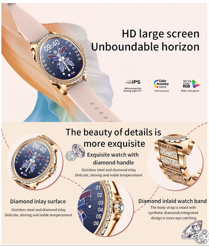Smartwatch Elegante I58 para Mujer Llamadas Bluetooth Monitor de Salud IP67 Correa de Acero Milanesa