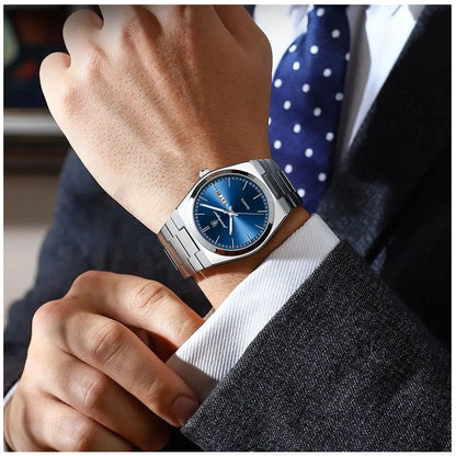 Reloj Analógico de Cuarzo para Hombre 40 mm con Calendario, Cristal Hardlex, Acero Inoxidable, 3 ATM Resistente al Agua, Diseño Elegante para Negocios y Uso Diario