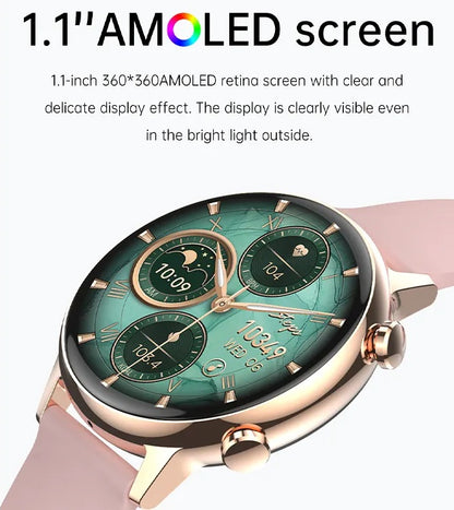 Reloj Inteligente Smartwatch Bluetooth Mujer Pantalla AMOLED Correa Metálica