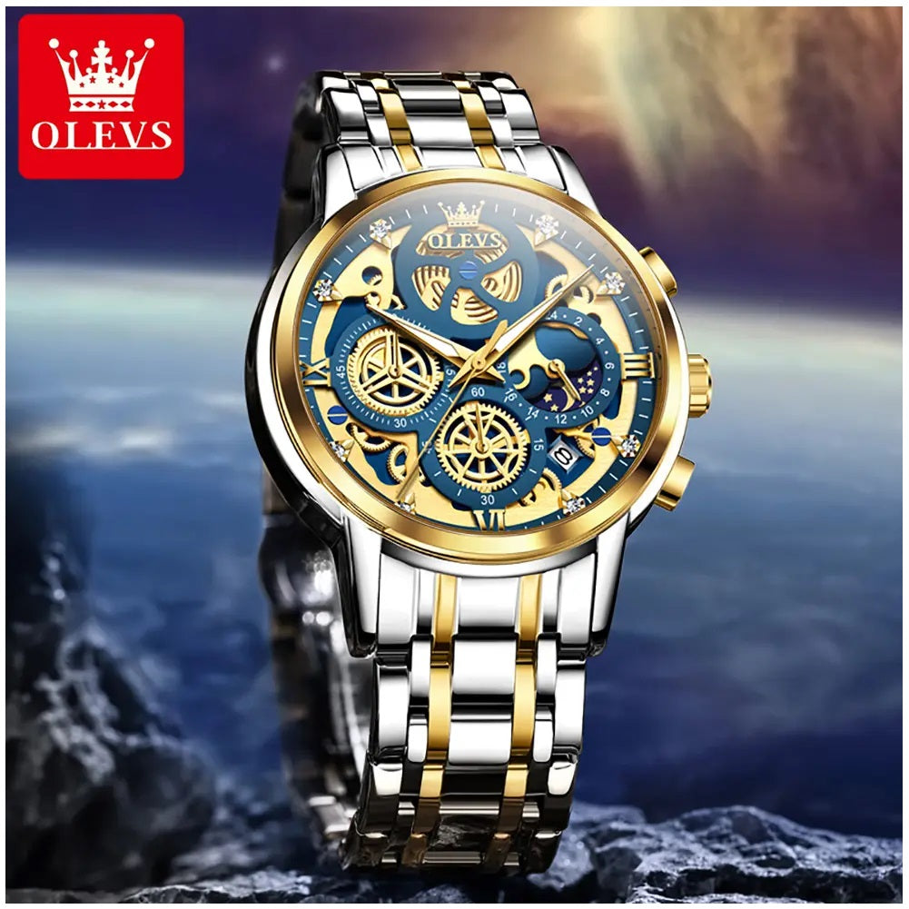 Reloj de Lujo para Hombre con Diseño Esqueleto Dorado Multifunción