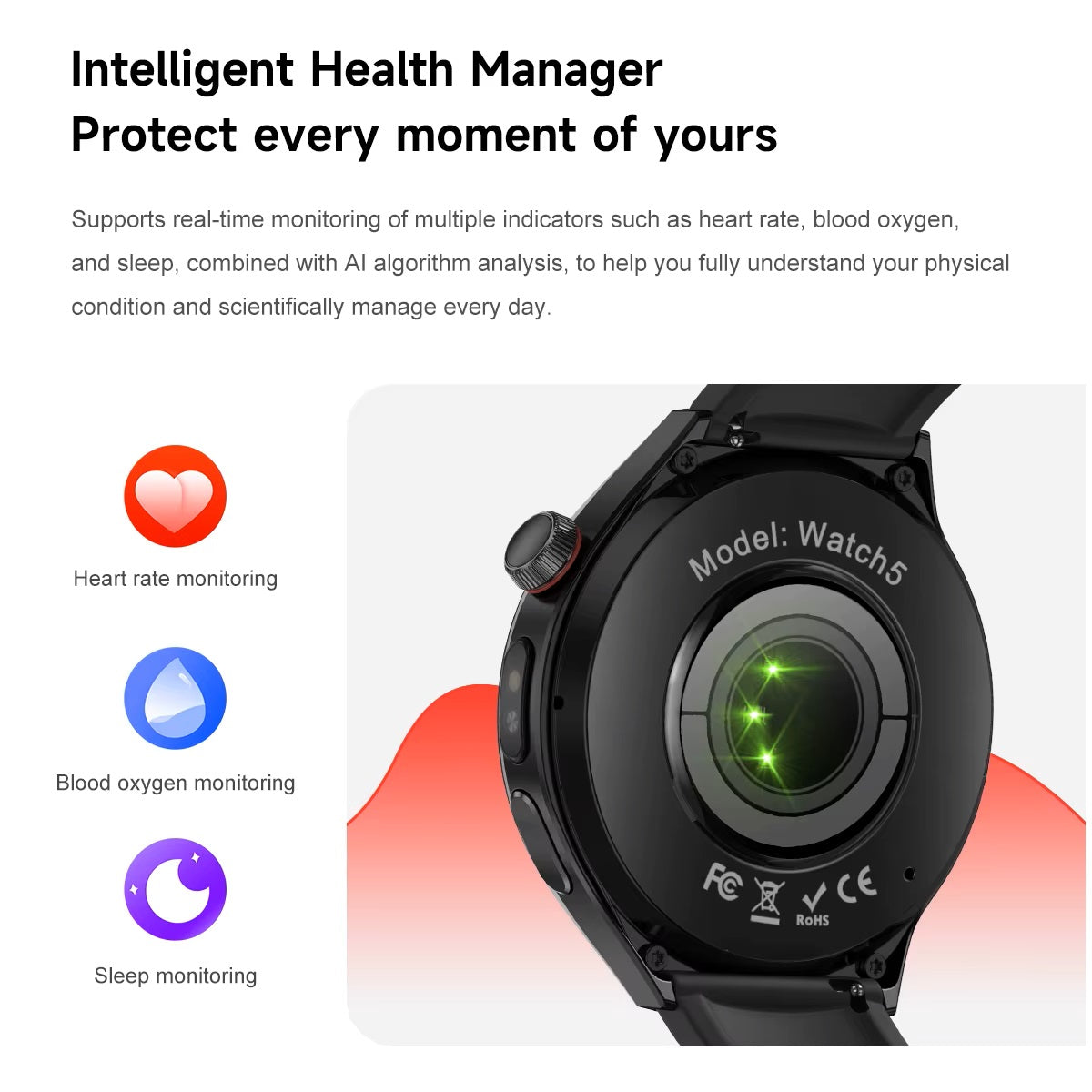 Smartwatch Reloj Inteligente Llamadas Bluetooth, Monitoreo de Salud
