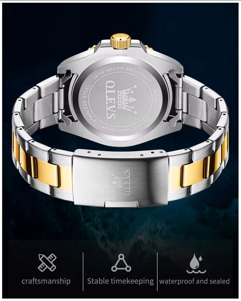 Reloj de Pulsera Hombre Deportivo y de Lujo Correa de Acero Inoxidable