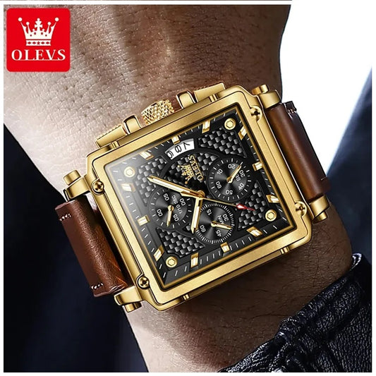 Reloj Cronógrafo Cuadrado de Lujo Hombre Diseño Deportivo y Elegante
