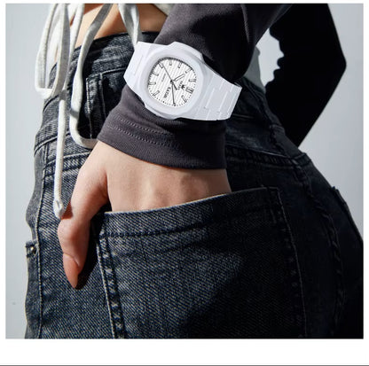 Reloj Deportivo Cuadrado Correa de Resina Moderno y Resistente al Agua