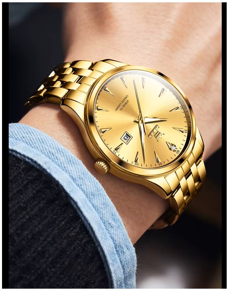 Reloj de Lujo Clásico para Hombre con Calendario y Movimiento de Cuarzo Resistencia al agua 30m