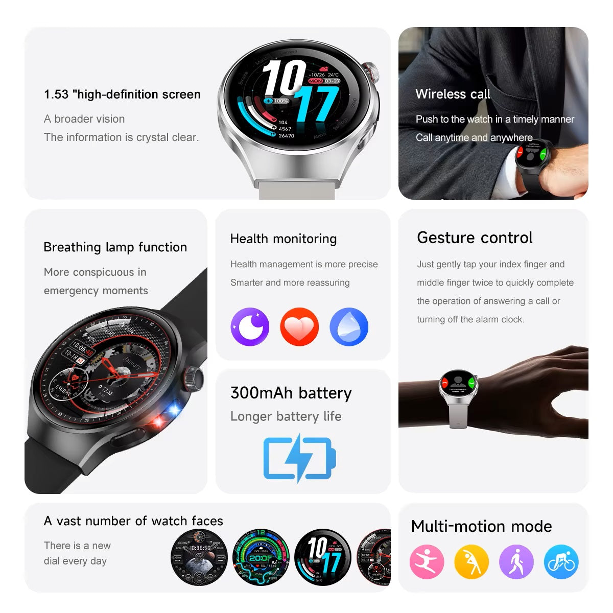 Smartwatch Reloj Inteligente Llamadas Bluetooth, Monitoreo de Salud