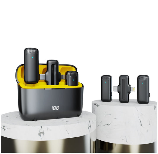 Micrófono Inalámbrico Profesional Dual J13 Pro con Estuche de Carga y Conectores Lightning / Tipo-C